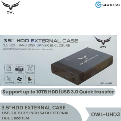 OWL BRAND  UHD3 | 3.5"HDD EXTERNAL CASE USB 3.0 TO 3.5 INCH SATA EXTERNAL HDD Encolsure Support Up To 10TB HDD/USB 3.0 Quick Transfer