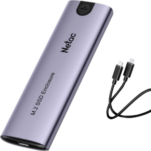 Netac WH51 NVMe SSD Enclosure USB 3.1 Gen2 (10Gbps) Tool-Free Aluminum USB C External SSD Enclosure, Supports M and B&M Keys for SATA and Nvme, and Size 2230/2242 /2260/2280 SSD