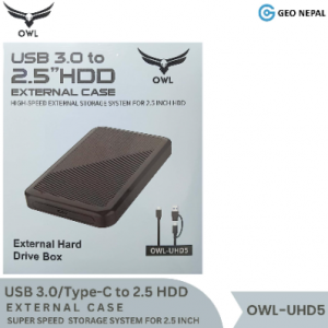 OWL BRAND UHD5| USB 3.0/Type-C to 2.5 HDD EXTERNAL CASE SUPER SPEED STORAGE SYSTEM FOR 2.5 INCH HDD